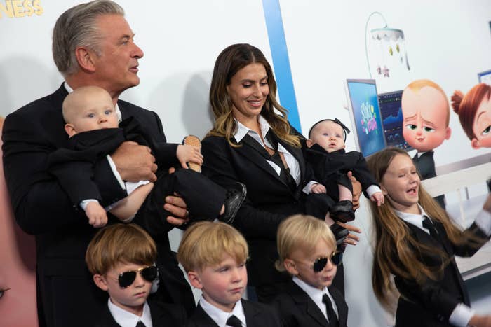 the whole family in matching suits