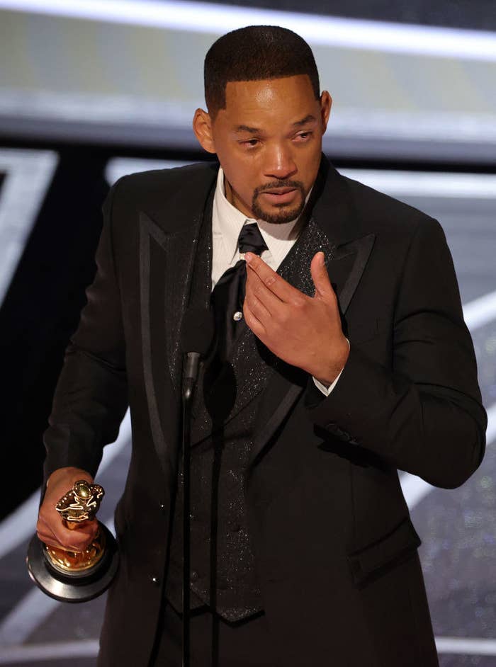 will crying holding his award
