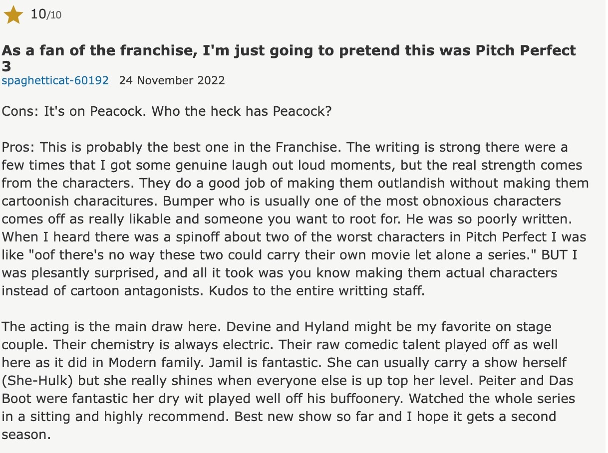 &quot;Pitch Perfect: Bumper in Berlin&quot; review on IMDB - 10/10