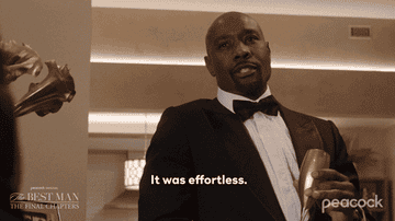 Morris Chestnut saying &quot;it was effortless&quot; and holding a champagne glass