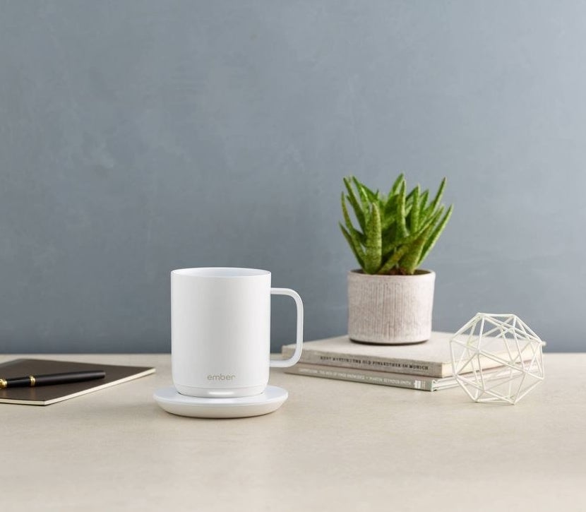 white Ember smart mug on a table