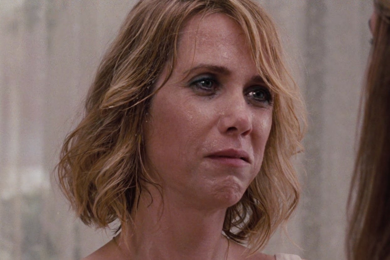 a screencap of Kristen Wiig from &quot;Bridesmaids&quot;