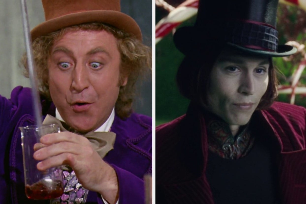 two images; on the left, Gene Wilder in &quot;Willy Wonka and the Chocolate Factory&quot; and on the right, Johnny Depp in &quot;Charlie and the Chocolate Factory&quot;