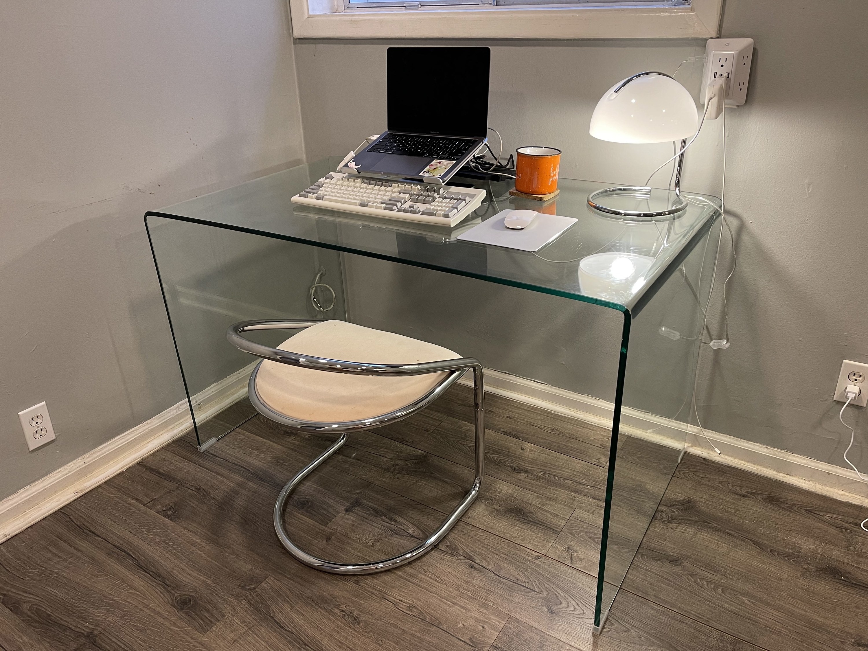 Isabella&#x27;s waterfall desk in her space