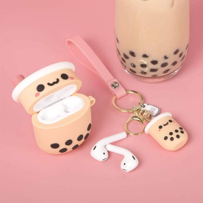 The bubble tea case with matching keychain