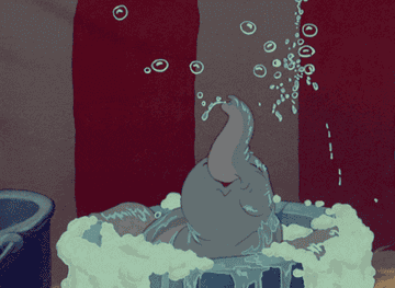 Dumbo the elephant taking a bath