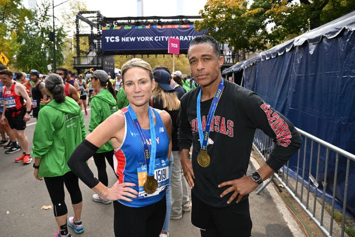Amy and T.J., who trained for a half-marathon together, show off their medals