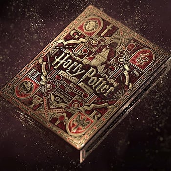 A red box of Harry Potter playing cards, representing the Gryffindor house