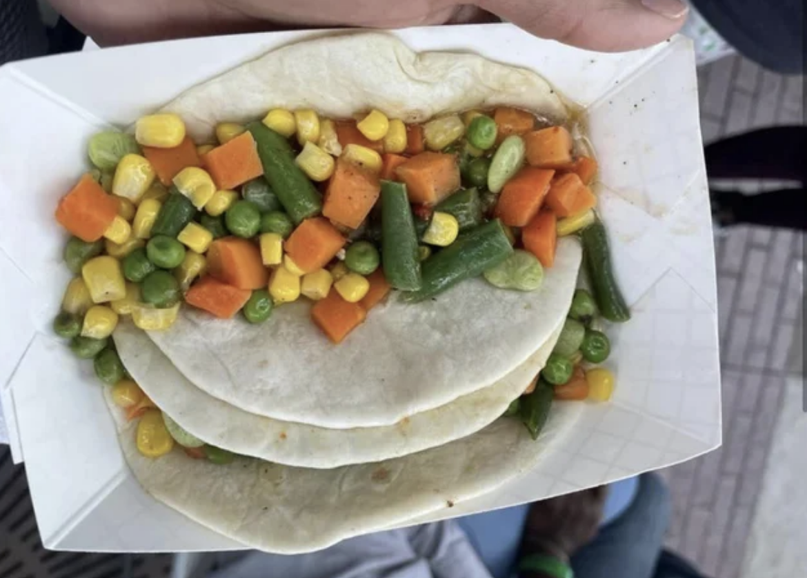 tacos with thawed frozen veggie mix