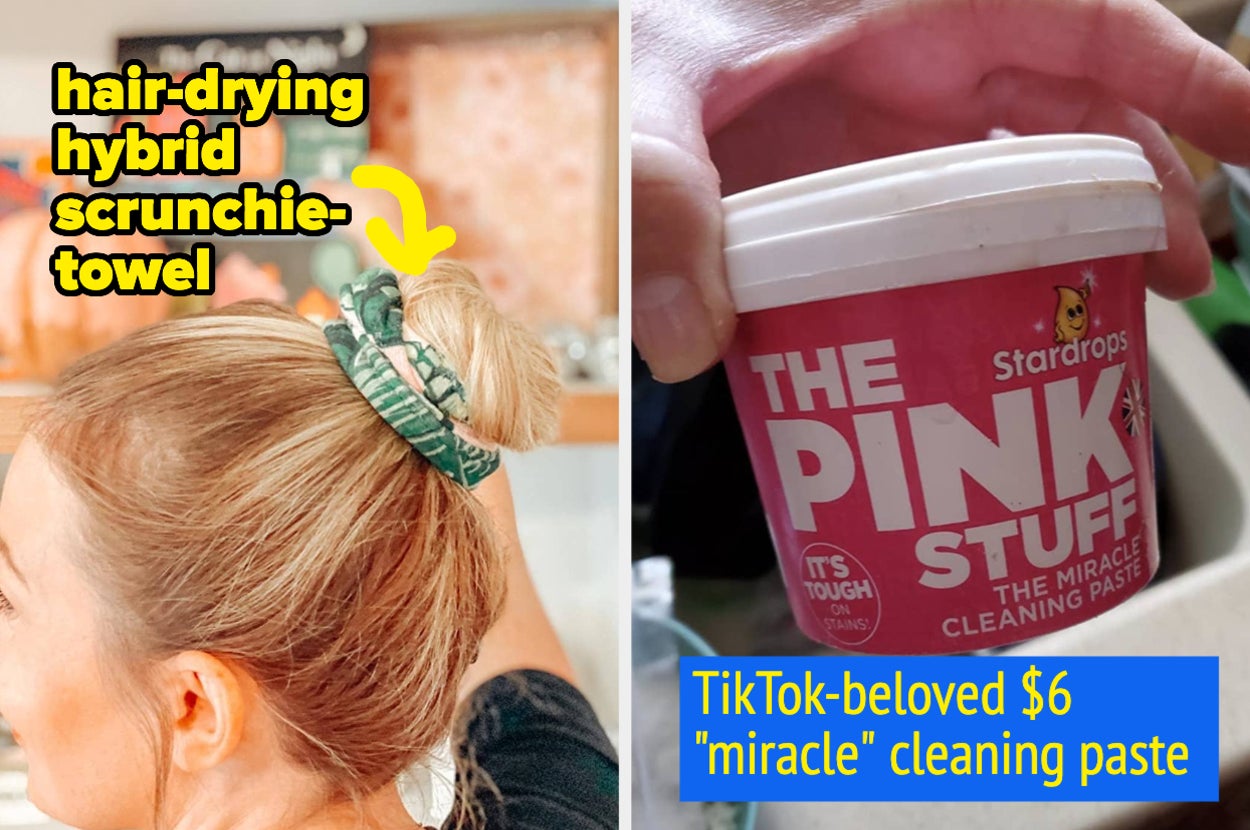 scrunchie towel and the pink stuff cleaner 