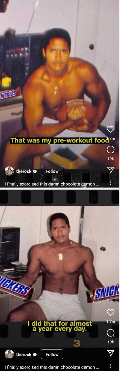 young Dwayne Johnson with Snickers edited into the photos