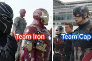 Team Iron Man and Captain America face off in battle