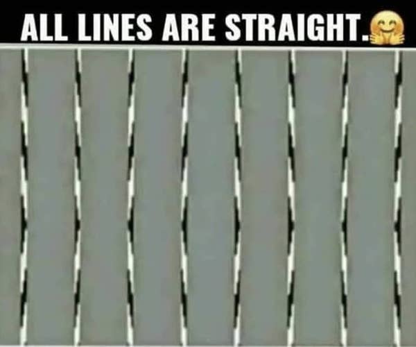 Closeup of lines that appear crooked