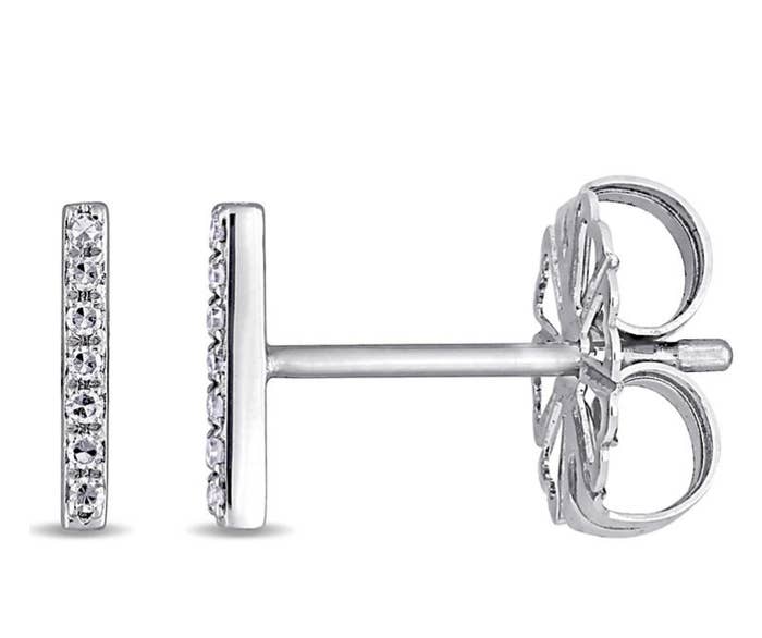 Diamond bar stud earrings