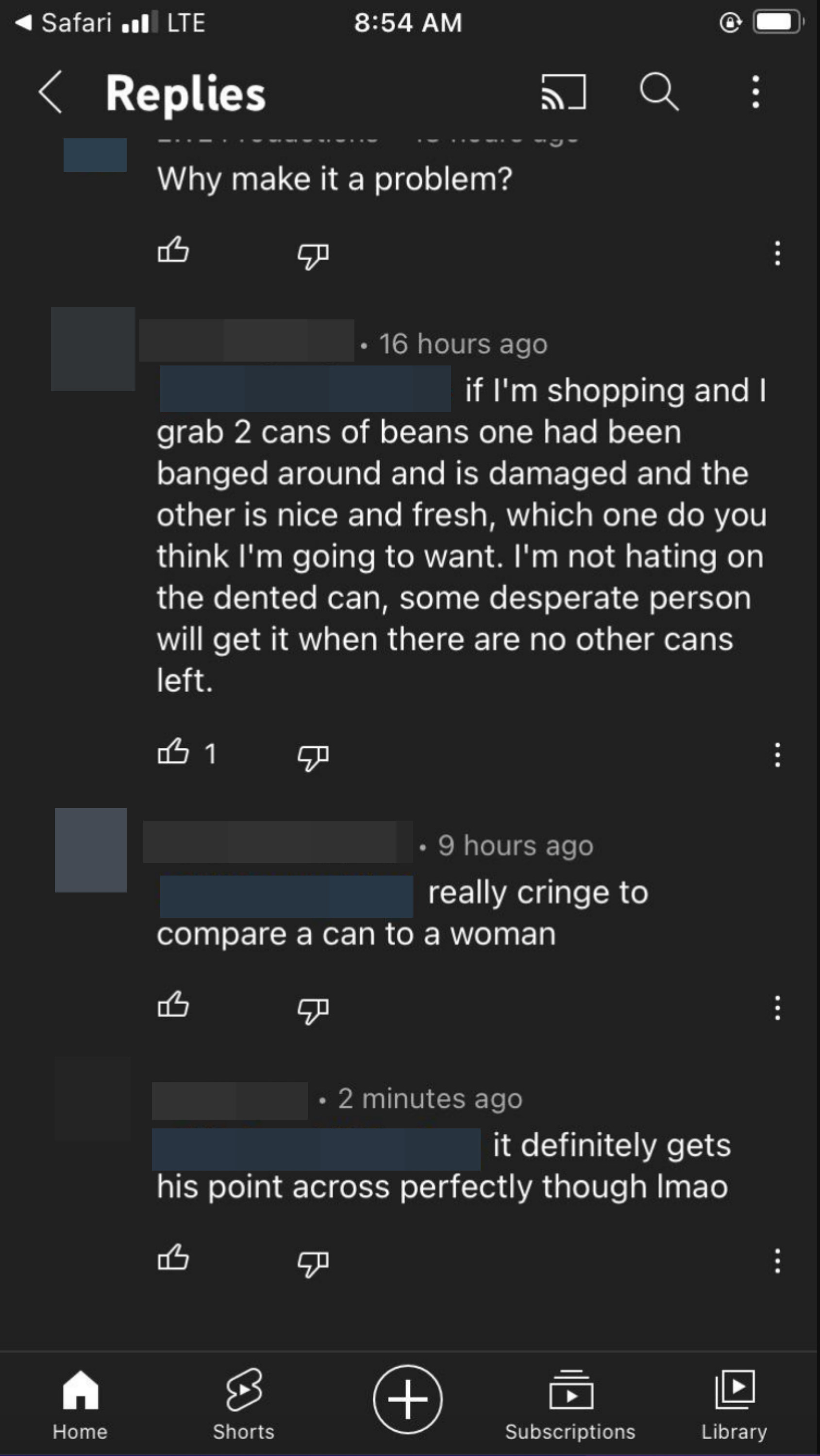 man comparing women to cans of beans and that he wouldn&#x27;t want a dented can
