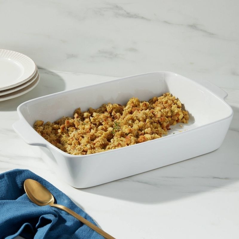 the casserole dish on a counter