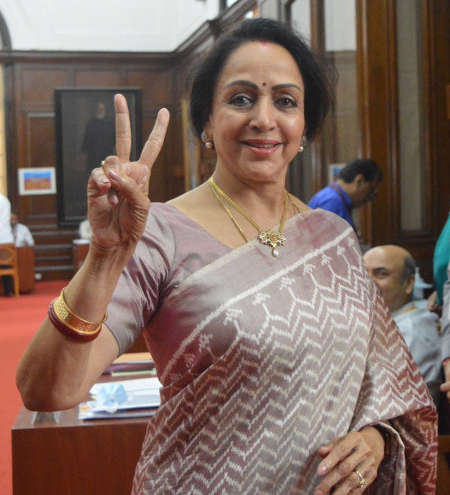 Hema Malini after casting her vote during the presidential election, at the Parliament House