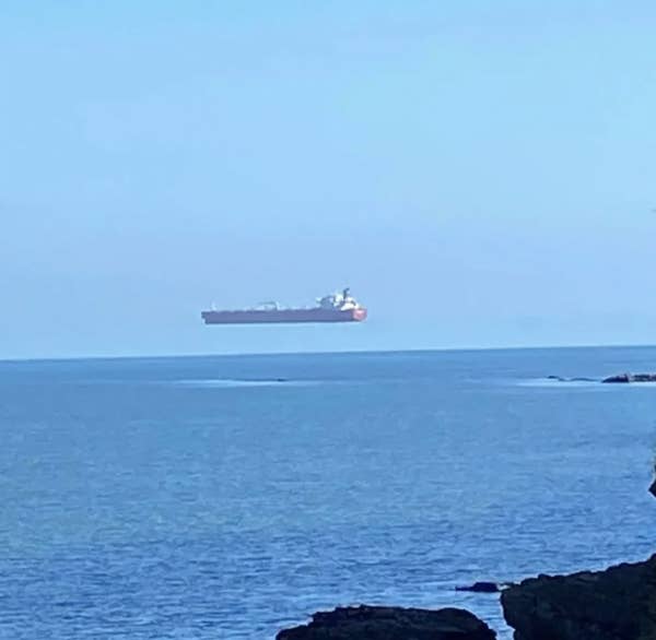 A boat that appears to be floating