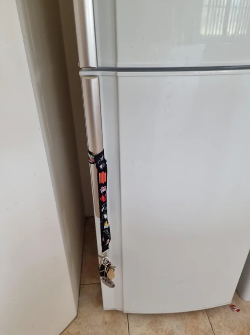 Car keys on a fridge