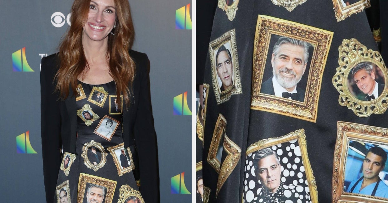Julia Roberts Wore A Dress Covered In Pictures Of George Clooney Because That’s What Best Friends Do