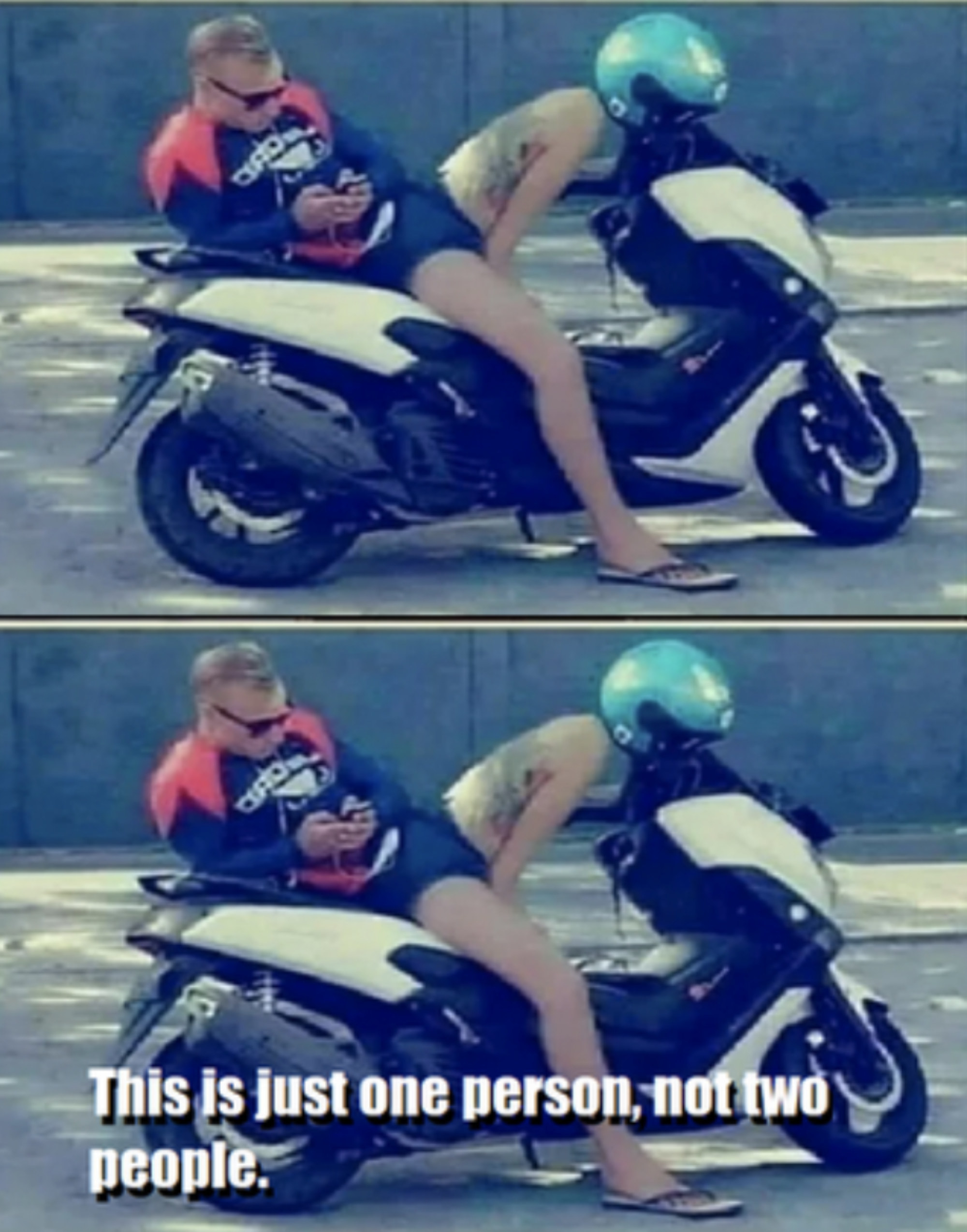 A man sitting on his motorbike