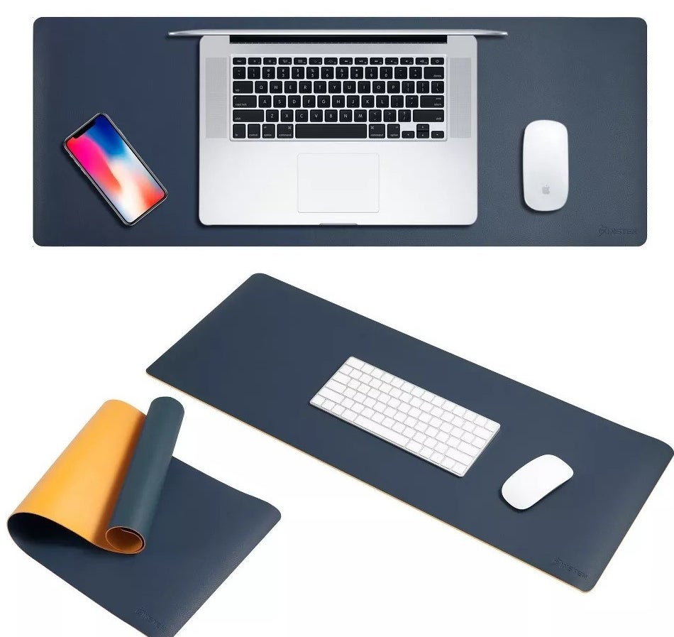 The mat with a laptop on the top image and a keyboard on the bottom image