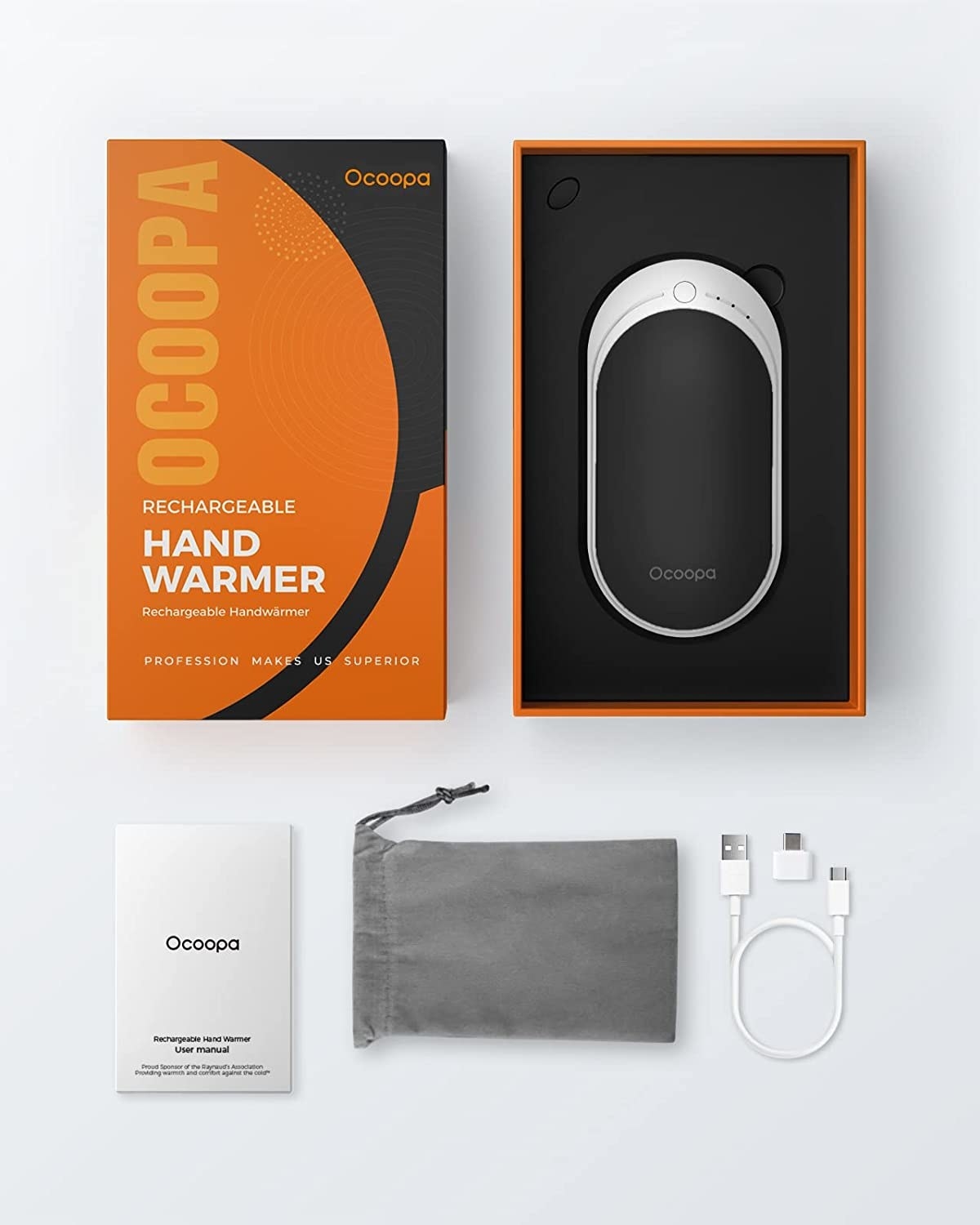 the hand warmer and the rest of the components it comes with