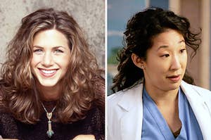 rachel green on the left and cristina yang on the right