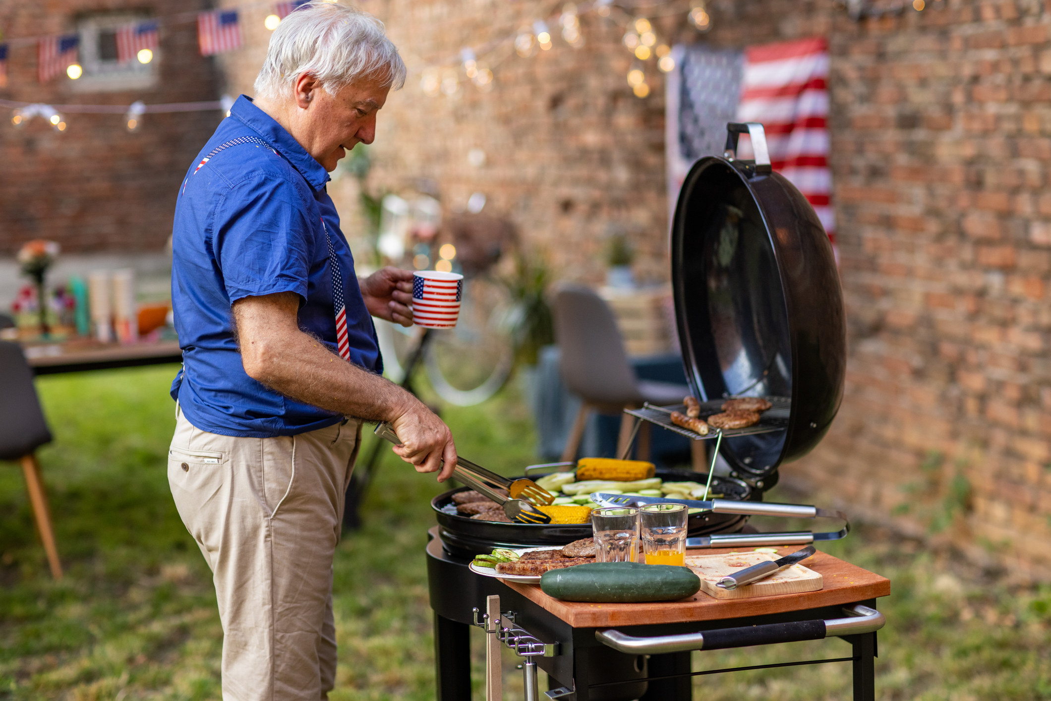 A man barbecuing