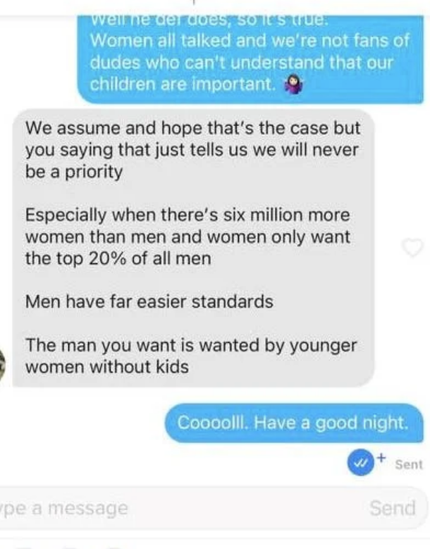 &quot;Nice guy&quot; against woman putting her kid first