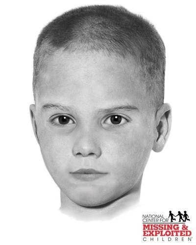 A facial reconstruction of a young white boy