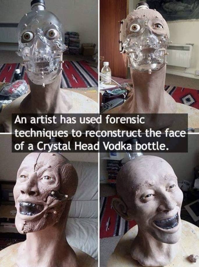 Vodka bottle with a face