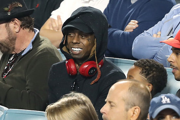 Lil Wayne attends The Los Angeles Dodgers Game.