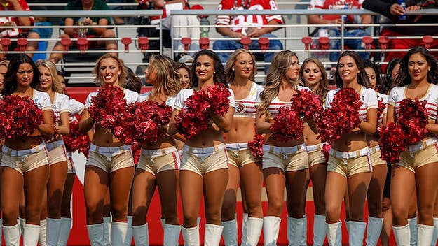 A 49ers cheerleader took a knee during the national anthem of Thursday night's game against the Raiders. Colin Kaepernick started a movement on the same field.