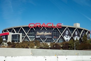 Facade of Oracle Arena, the home of the Golden State Warriors.