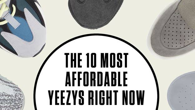 Shop the ten most affordable Yeezy sneakers right now including the 'Azure' Yeezy Boost 380, 'Barium' Yeezy QNTM, Yeezy Powerphase Calabasas, and more.