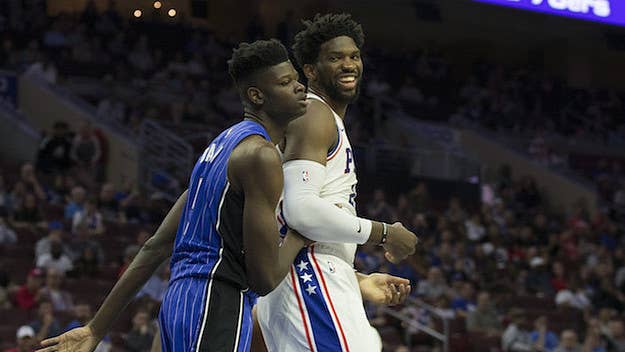 Joel Embiid continued to clown rookie Mo Bamba when the Magic played the Sixers on Saturday night. Sheck Wes was blasting in Philly.