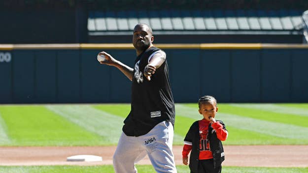 Kanye West hit Sunday's Chicago crosstown game between the Cubs and White Sox with his son, Saint.