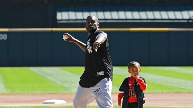 Kanye West hit Sunday's Chicago crosstown game between the Cubs and White Sox with his son, Saint.