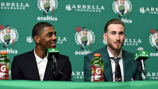 Celtics president of basketball operations Danny Ainge delivers an enthusiastic assessment of the health of Kyrie Irving and Gordon Hayward as the season draws near.