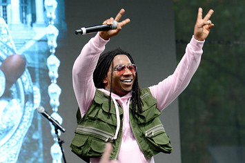 Lil B performs onstage during the 2018 Made In America Festival.