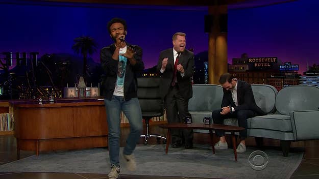 Donald Glover stopped by 'The Late Late Show with James Corden' to promote his new show.