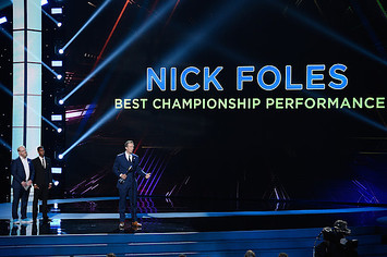 Nick Foles accepts the award for Best Championship Performance.
