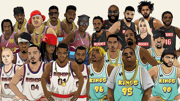 The best rapper alive or greatest of all time debate is nothing new. But what if the greatest and most prolific artists from hip-hop's golden age and the modern day rap game were drafted onto superteams? Here's the starting five—plus a sixth man—for the ultimate rap superteam every decade since the 1980s. 