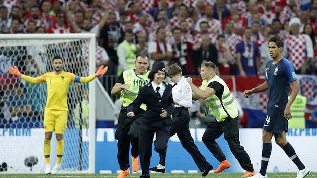 Pussy Riot, the Russian protest collective and punk band, has claimed responsibility for the four people who ran onto the field of Luzhniki Stadium in Moscow during the final World Cup match between France and Croatia.
