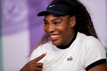 Serena Williams at a press conference on the eve of the 2018 Wimbledon Championships