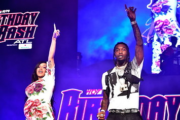 Cardi B performing with husband Offset