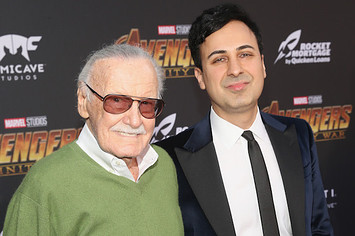 Stan Lee and Keya Morgan attends Premiere for Marvel Studios Avengers: Infinity War.