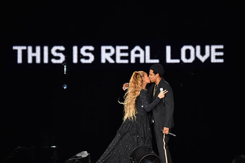 Beyonce and Jay Z during the 'On the Run II' Tour at Hampden Park