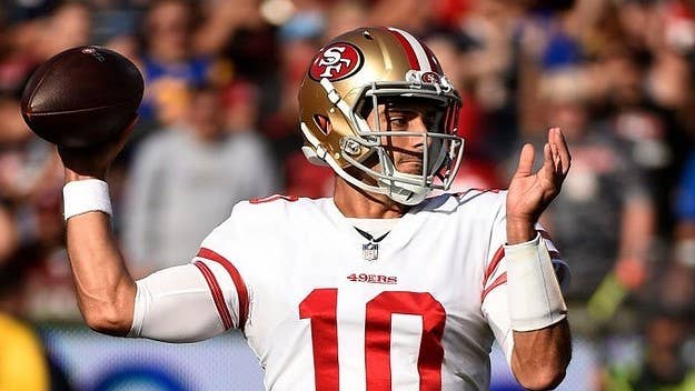 San Francisco 49ers quarterback Jimmy Garoppolo was recently spotted out in Beverly Hills enjoying a meal at Avra with well-known adult film star Kiara Mia.